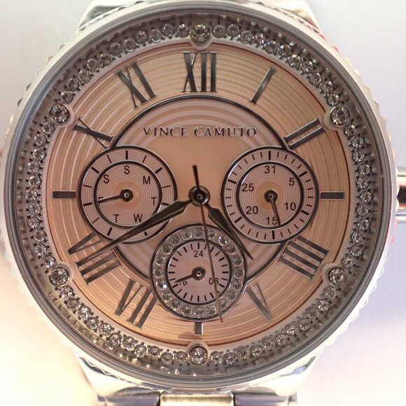 VINCE CAMUTO VC/5313 Quartz All SS Chrono Unisex Wristwatch - Picture 1 of 9